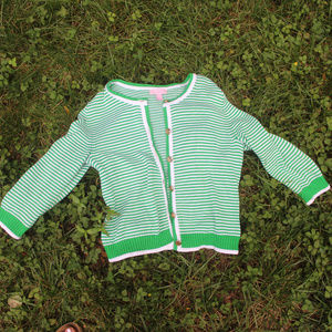 Green and White Striped Preppy Sweater